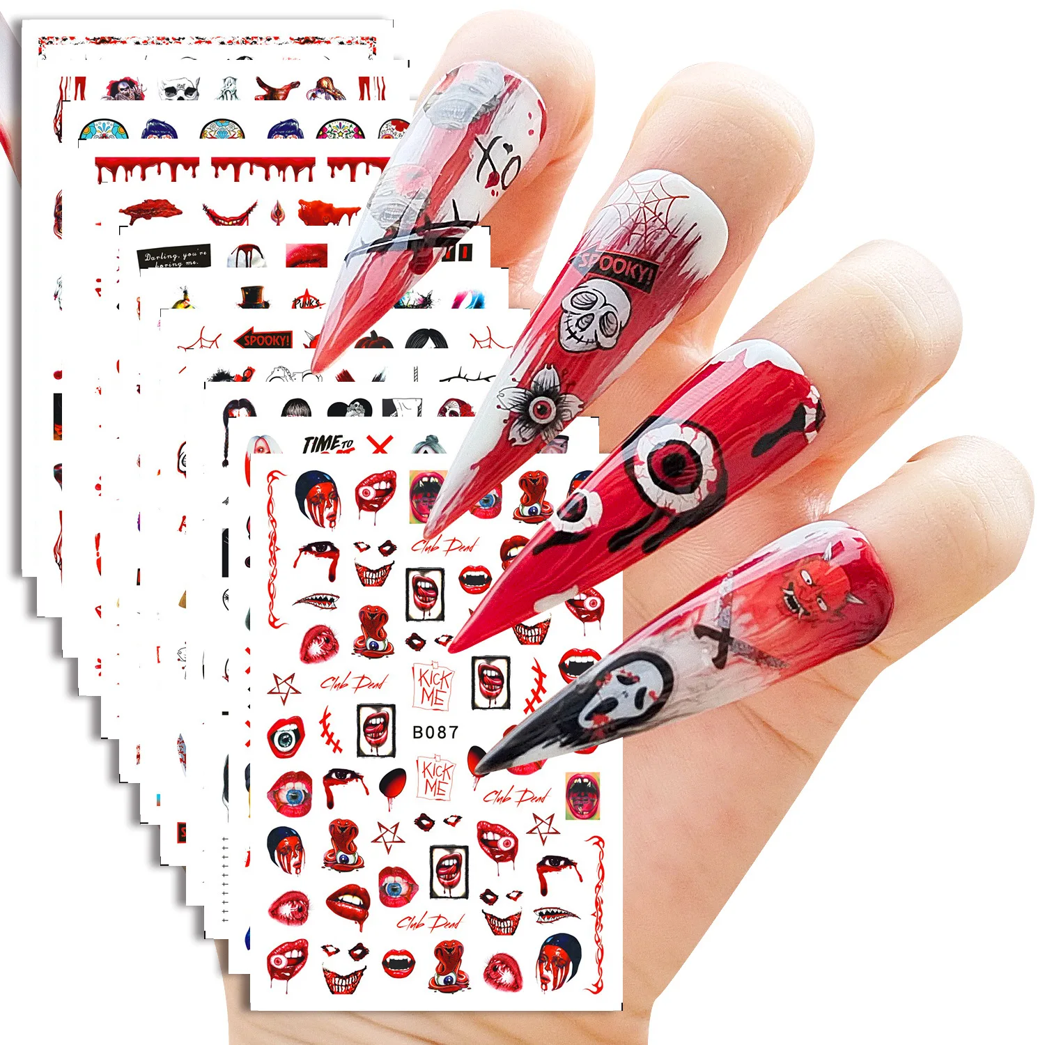 Halloween Nail Art  Sticker Set Anime Skull Bone Decals Gel Polish Slider Accessories Nail Decorations