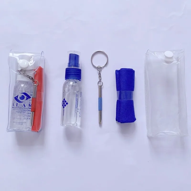 PVC POUCH for  lens cleaner solution set For Glasses Spray Lens Cleaner Eyeglasses Spray liquid cleaning spray kit