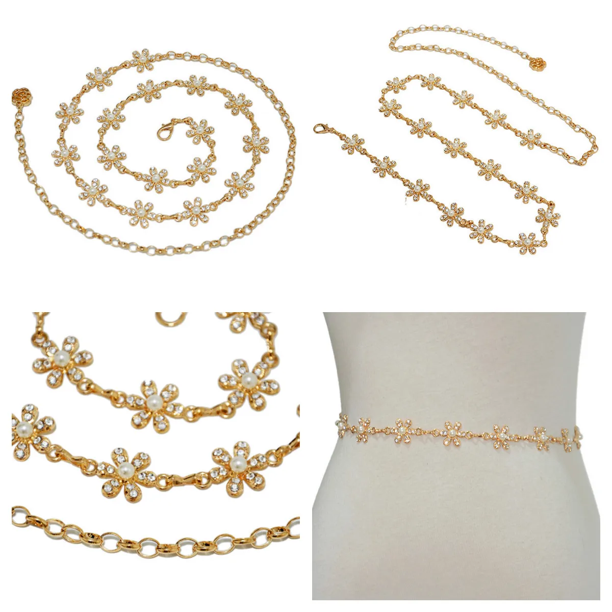 Luxury Sailor Dance Costume Gold Women Waist Chain New Style Fashion Women Rhinestone Metal Waist Chain