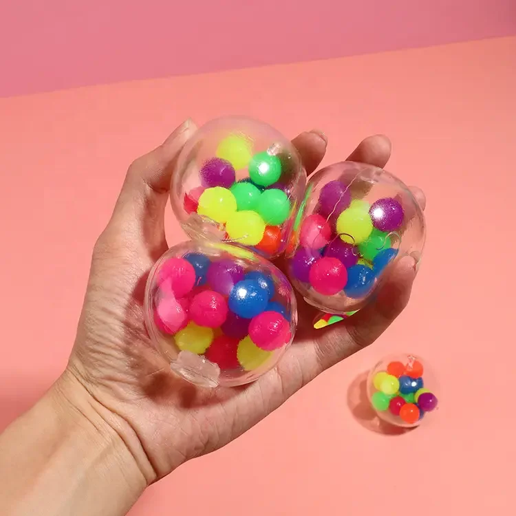hot sale stress relief balldna stress rainbow ball colorful beads Inside dna ball fidget toy
