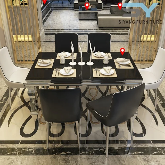 Online Selling Home Furniture Stainless Steel Dining Table For Set Ct004