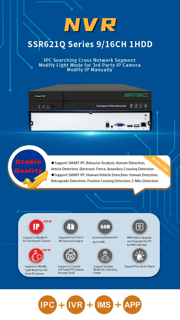 H.265/ H.264 Dual-stream 1080P/5MP/8MP Full HD Output Network Video Recorder 4ch/8ch POE NVR