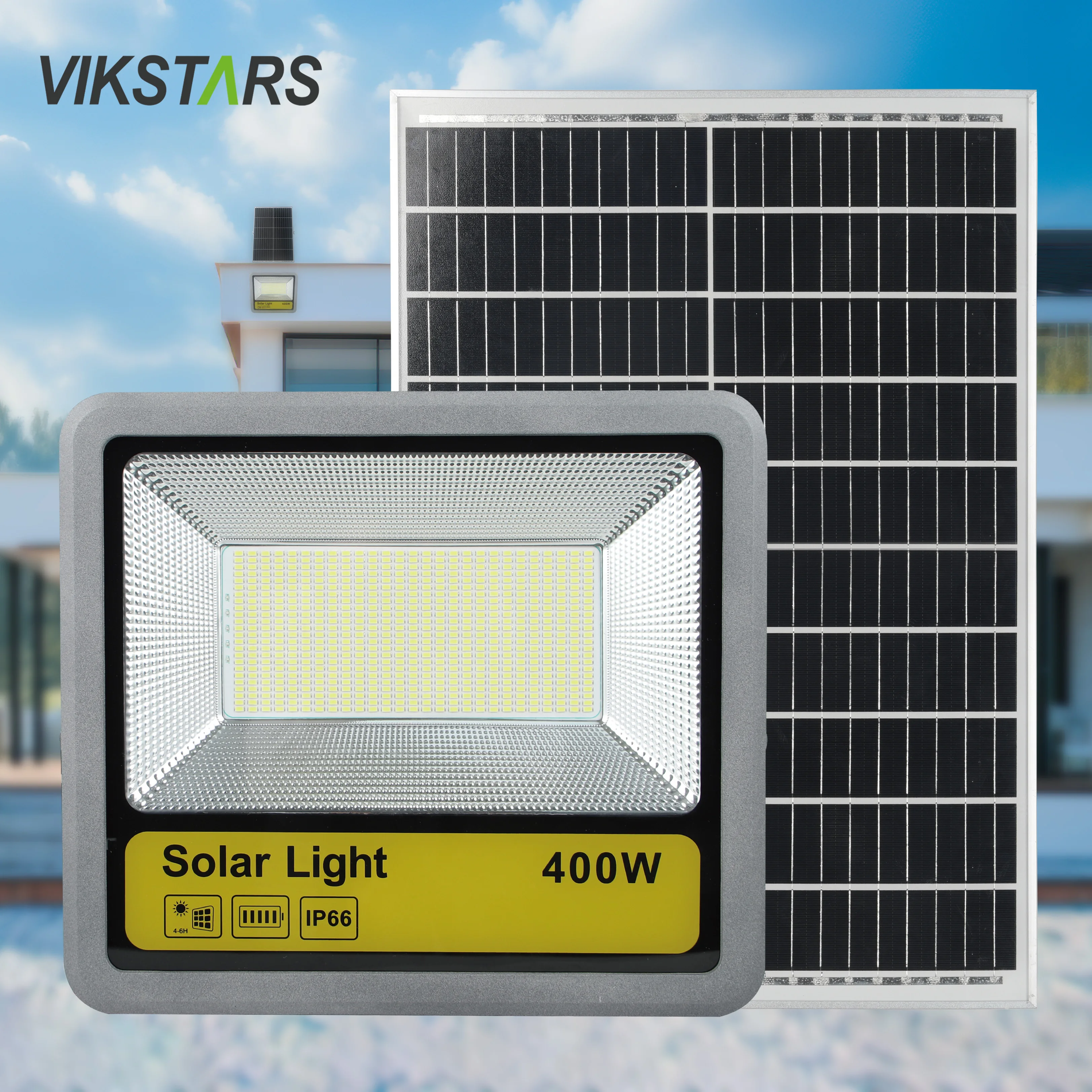 High power 400w cast aluminum led solar flood light with light sensor for football field basketball court outdoor lighting