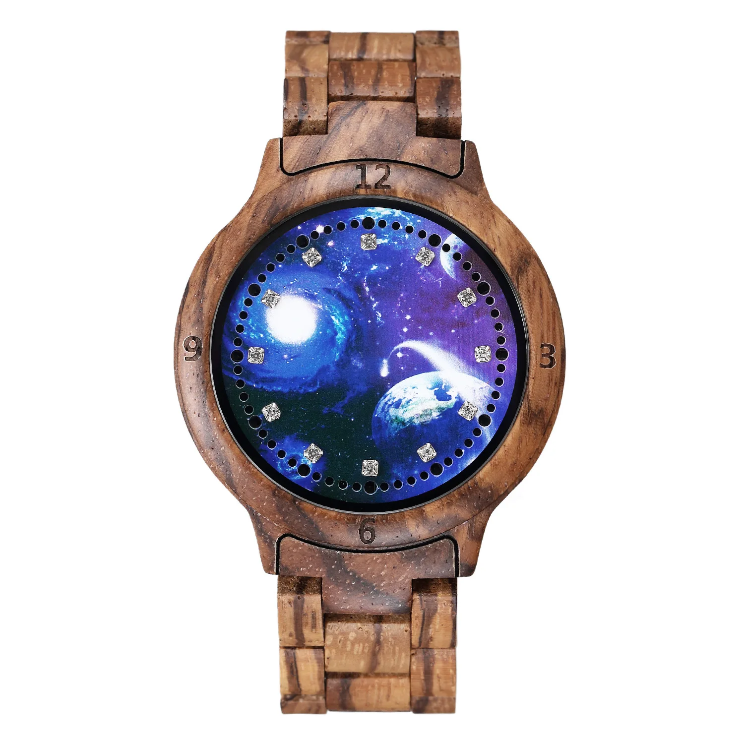 Sport Touch Screen Light Analog Led Wooden Watches Starry Sky Unique Wooden Wristwatches Men Student Digital Watch Wholesale