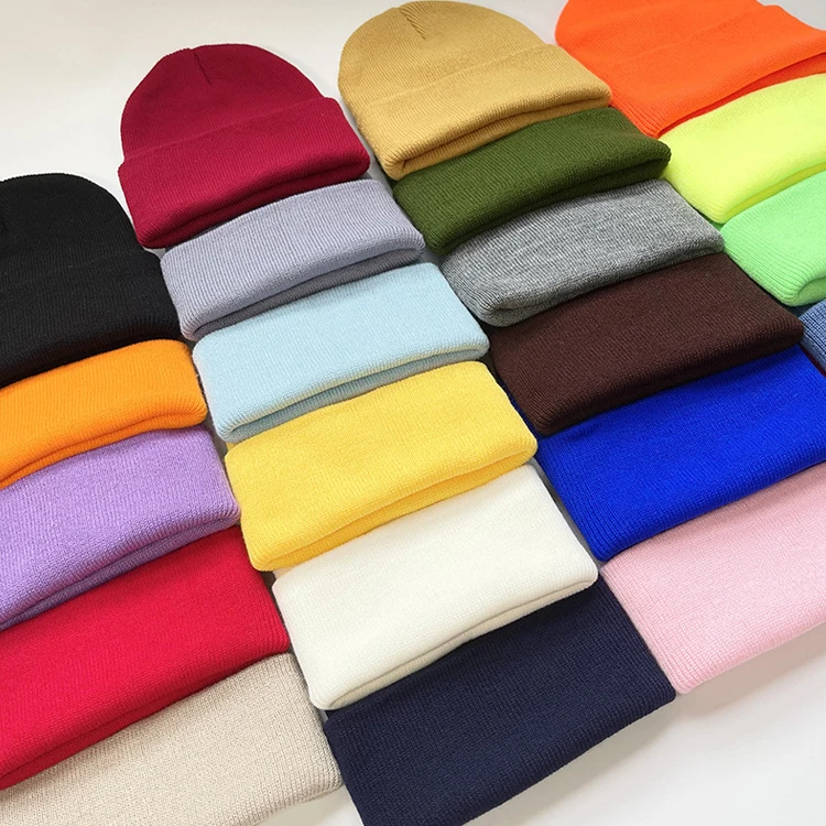 Wholesale High Quality Daily Warm Winter Knitted Beanie Hats Custom Logo Acrylic Knit Winter Hat For Men Women