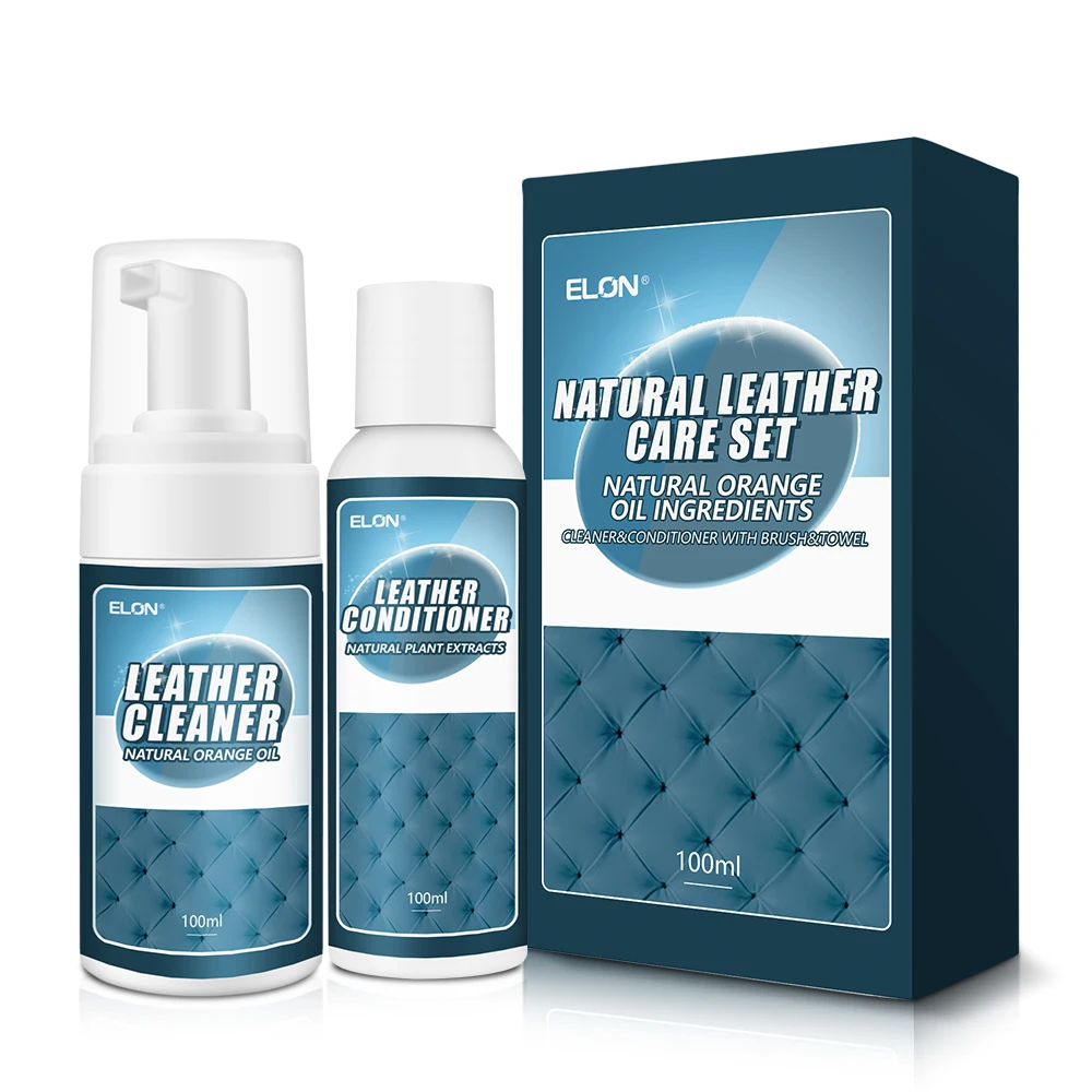 100% natural  Natural leather care kit 100ml foam leather cleaner +100ml leather conditioner care cleaner cream