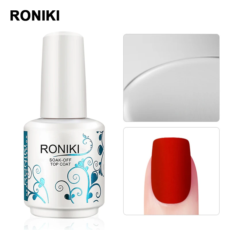 RONIKI бесплатный образец лака для ногтей частная этикетка замочить от УФ-гель не протирать матовое верхнее покрытие