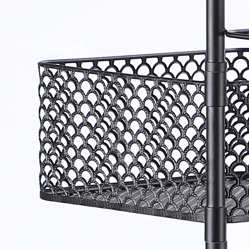 Kitchen Household Multilayer Floor Square Rotating Trolley 3 Tier Kitchen Storage Basket