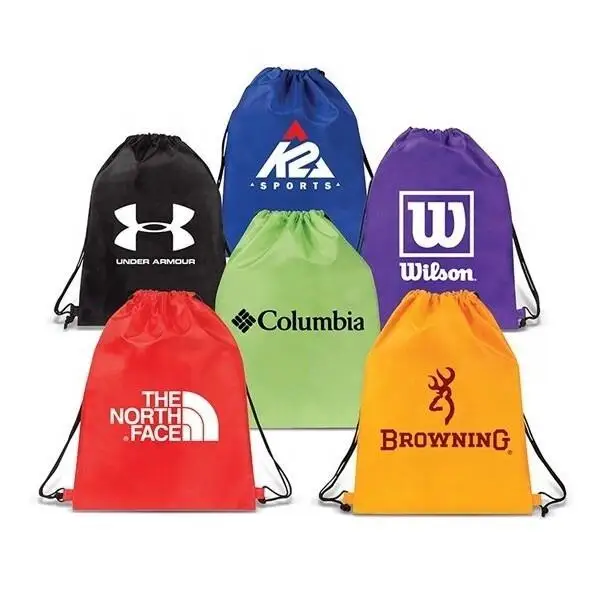 High Quality Polyester Draw String Custom Recycled Sports Backpack Gym Bag Waterproof  Logo Promotional Fitness Drawstring Bags