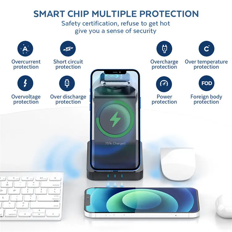 3in1 Magnetic Wireless Charger Stand Dock On Amazon Hot Selling Popular Products 2022 For iPhone 14/13/12/11 Charging Station