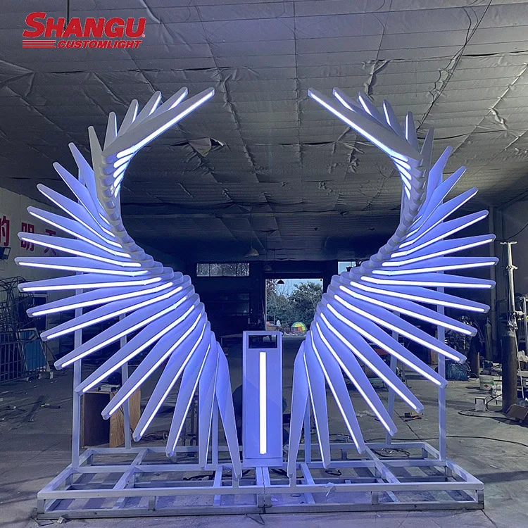 Customize Ip65 PVC Led Landscape Lights Outdoor 3D Waterproof Angel Wings Motif Light Motif Light