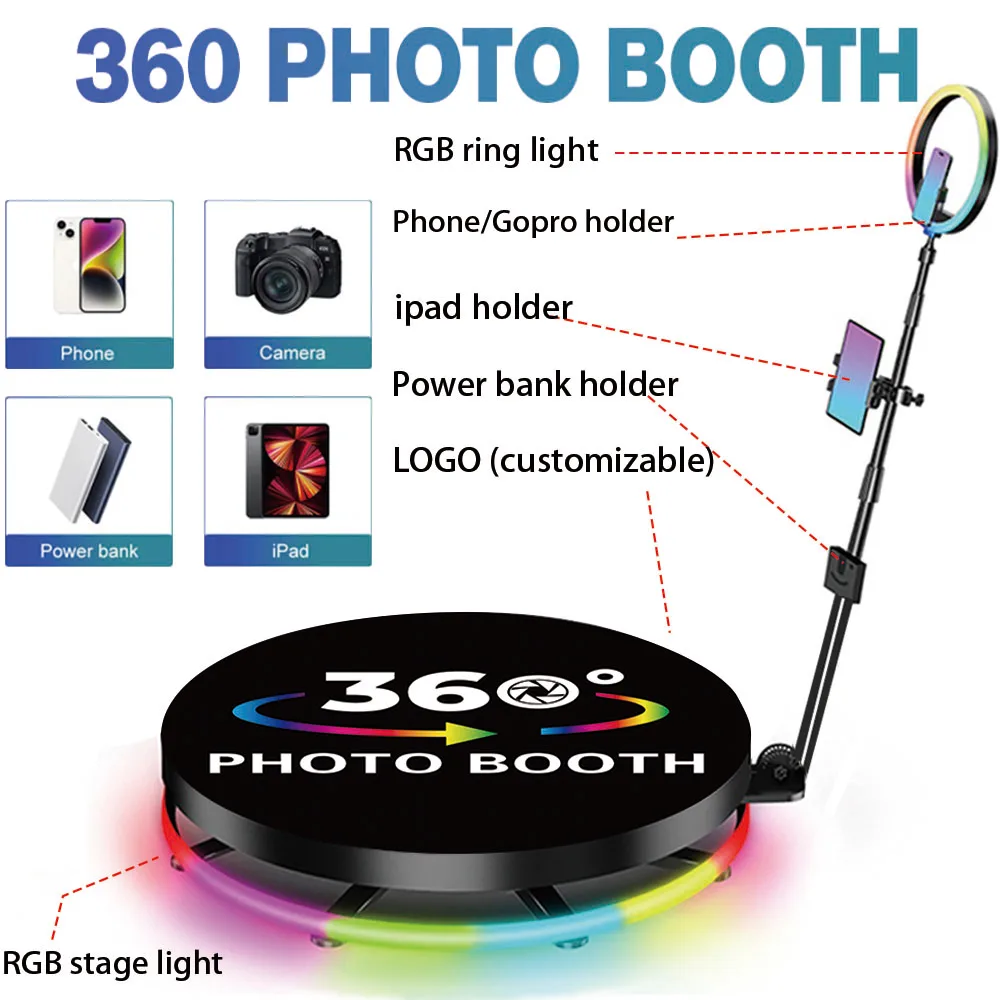 Горячая Распродажа Новая автоматическая 360 Photo Booth автоматический 115 см вращающийся для вечеринки; Для