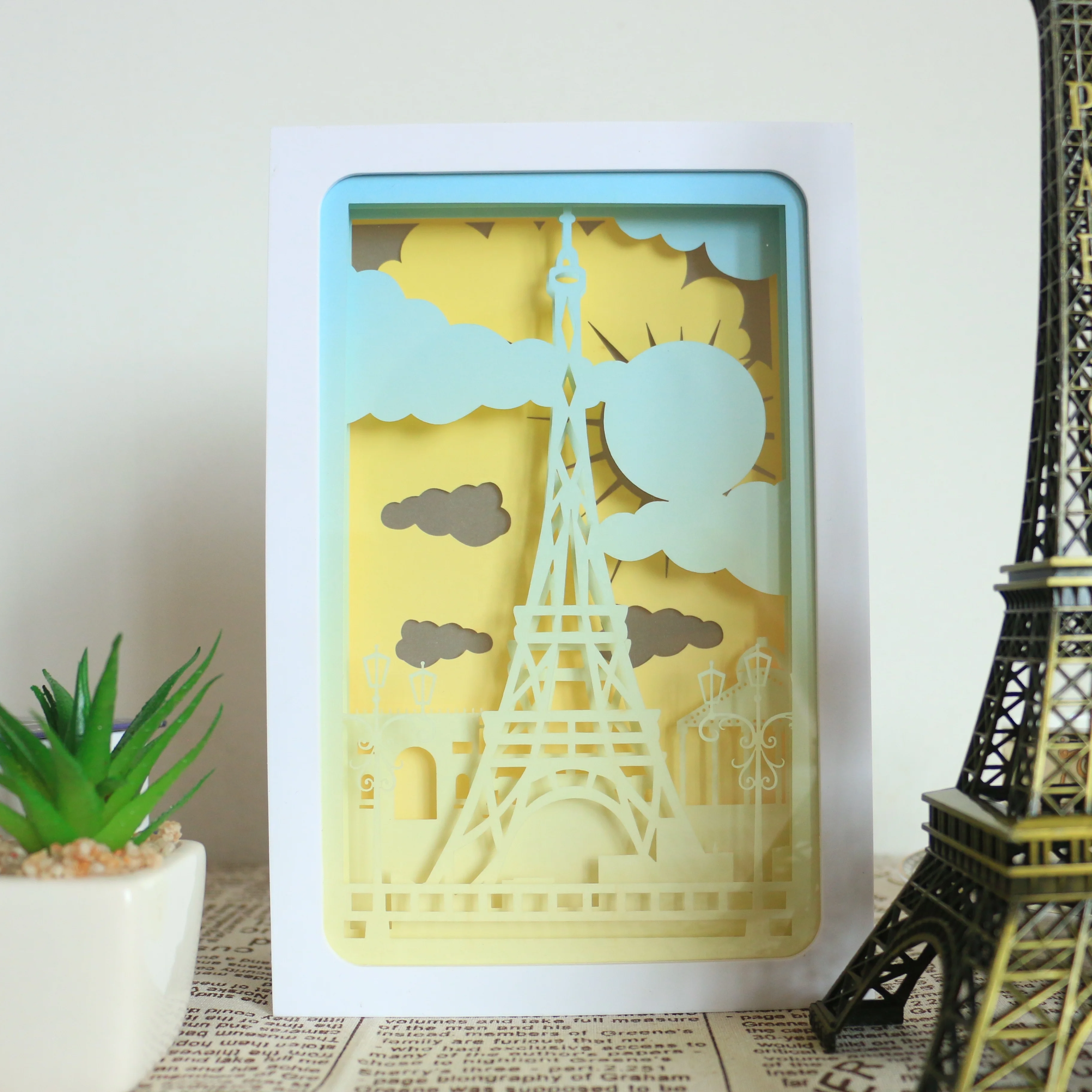 LONDON Ferris wheel Paper Lightcut Box Light Paintings Family Gift Paper Lantern 3D