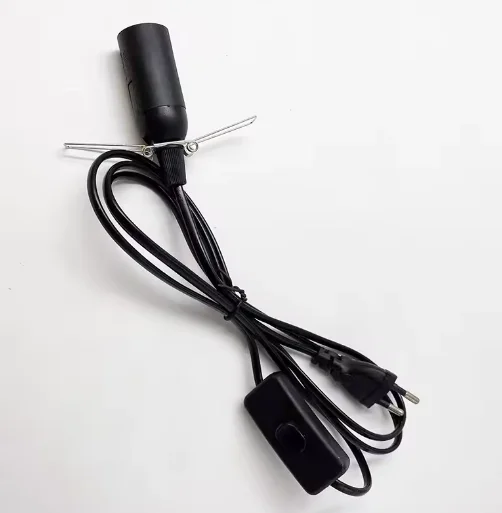 Hot sale E14 lamp holder 303 switch Cord Wire Light Switching Plug Power  EU US Plug Model Himalayan salt lamp holder with plug