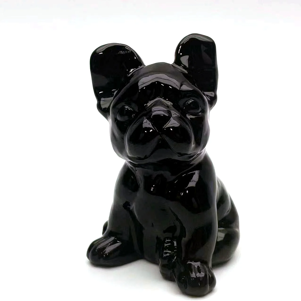 10cm Wholesale price red garnet french bulldog folk crafts obsidian animal carving