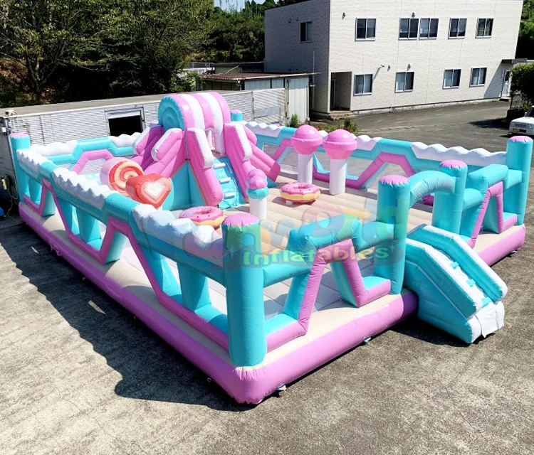 Playground candy amusement park kids slide bounce house combo bouncy castle inflatable bouncer