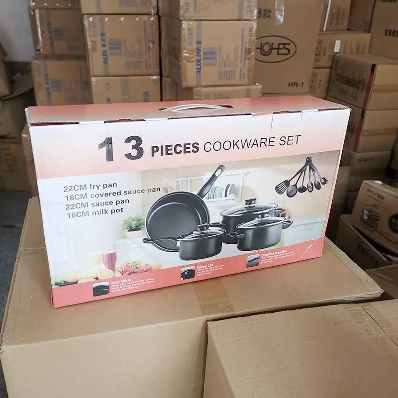 Top Sales 13 Pcs Non Stick Granite Cookware Set Luxury Aluminum Cooking Pots And Pans Household Utensils Marble Cookware Kit