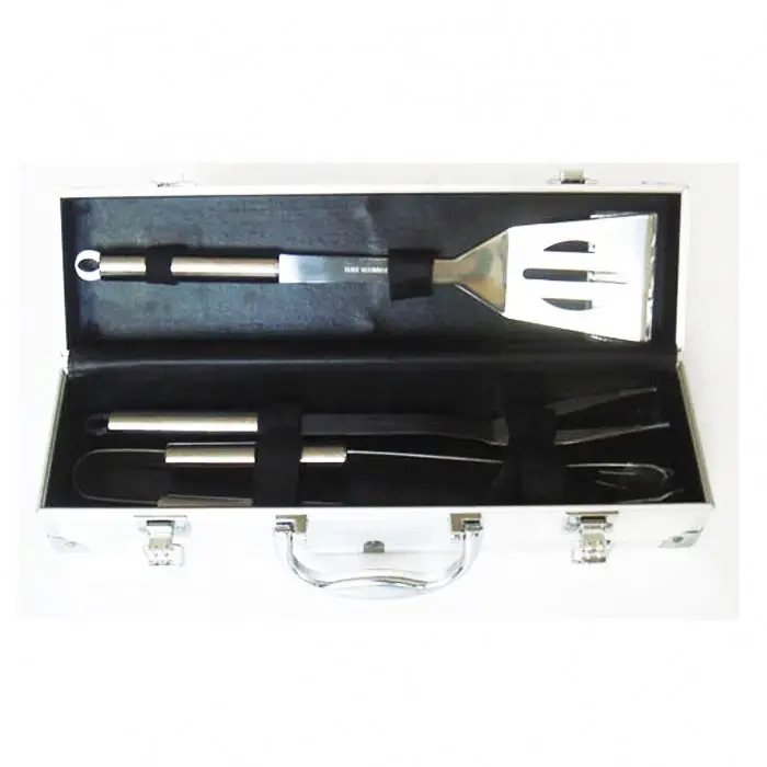Deluxe factory price stainless steel 3pcs bbq tool set bbq outdoor accessories