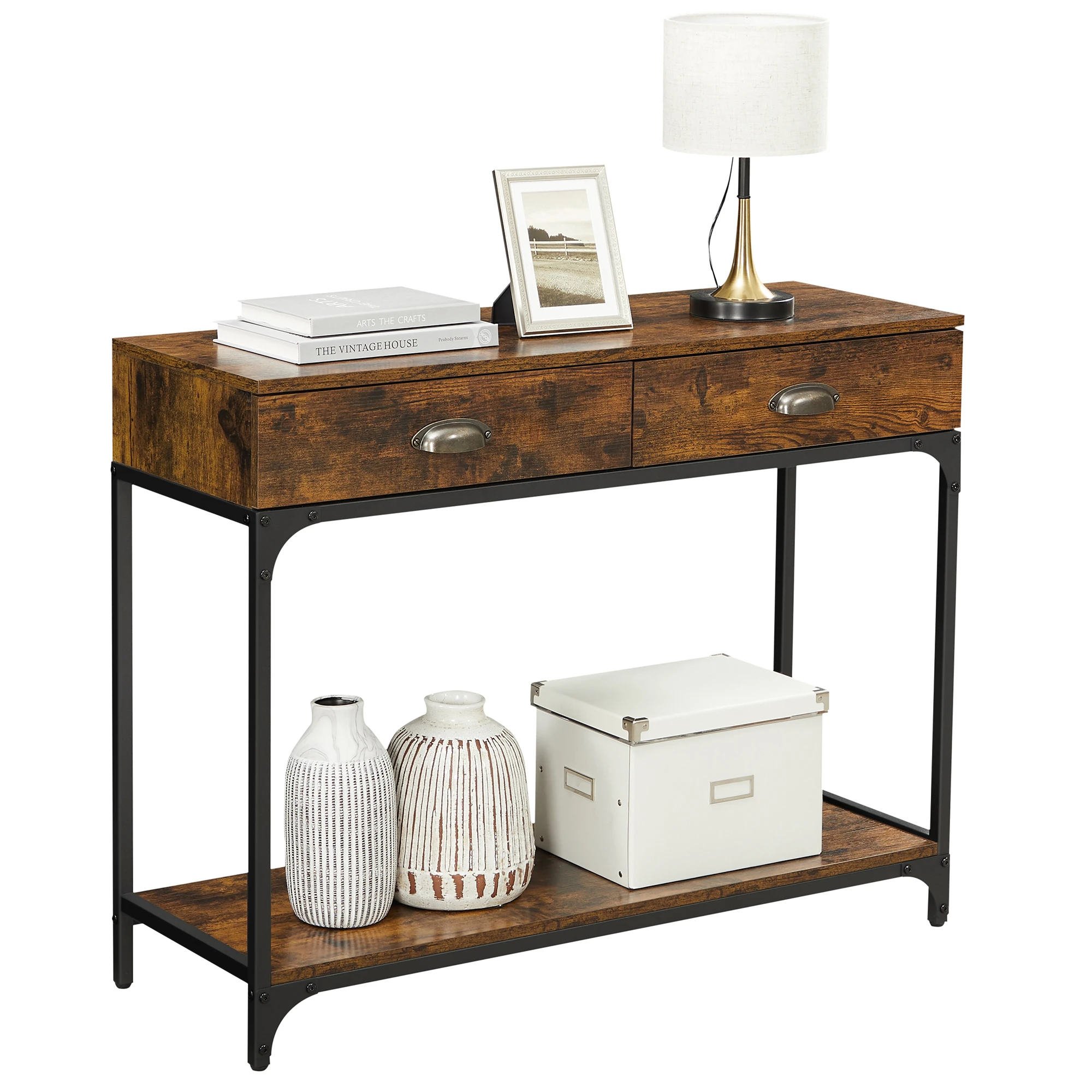 Simple wood entryway console table for living room 2 drawers wayfair console tables with storage