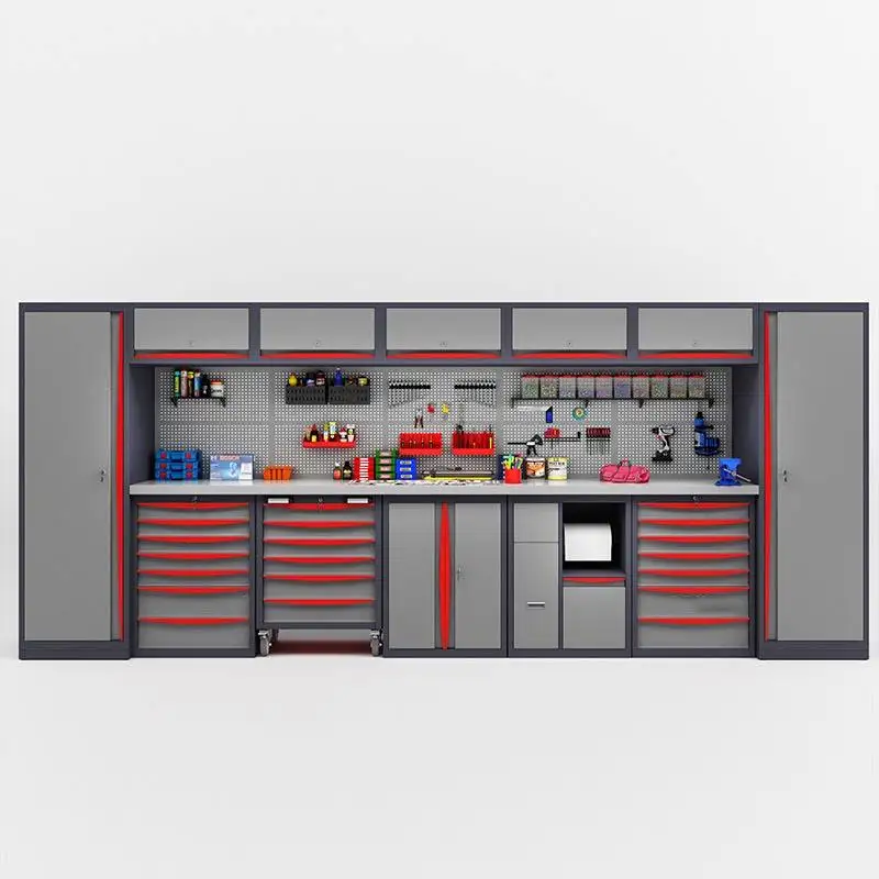 2024 Workbench Workshop Metal Tool Cabinet Sets with Tool Master Chest & Cabinet Garage Cabinet Steel Tools Garage Locker
