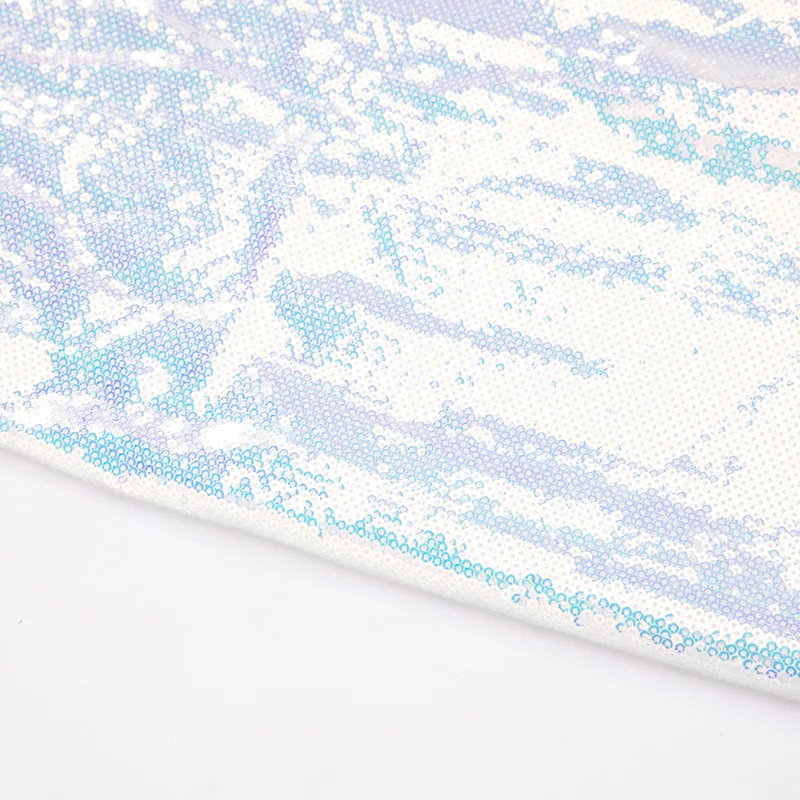 Fashion Kids Girls Sequin Dance Costume Dress Cloth yellow 3mm Transparent Fantasy Sequin Embroidery Fabric