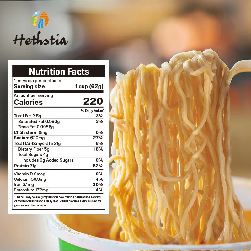 Healthy Instant Cup Noodles Vegan High Protein High Fiber Quick Cooking Plant Base Pork Tonkotsu Flavor Ramen