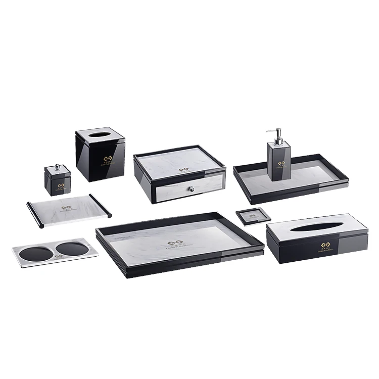 
2021 popular design low moq custom hotel bedding room acrylic storage set 