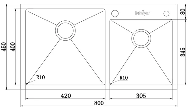 Handmade Stainless Steel Black Nano Sink No Fading Double Bowl  Kitchen Sink