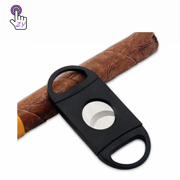 Новый дизайн индивидуальный логотип портативный пластиковый нож для резки сигар гильотинное двойное лезвие из нержавеющей стали