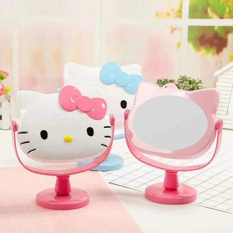 Лидер продаж, настольное зеркало Kawaii KT, одностороннее вращающееся зеркало принцессы, студенческое зеркало для макияжа, индивидуальная пластиковая бумажная коробка