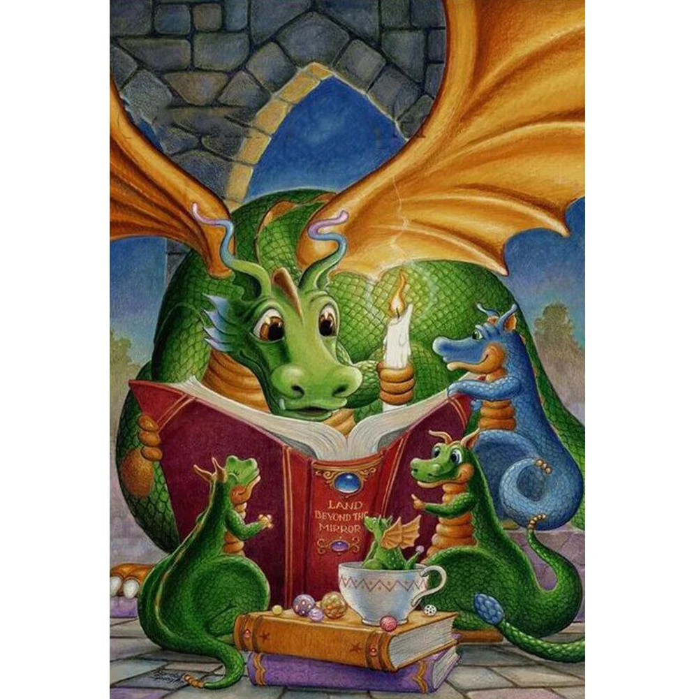 M-C-89 New cartoon  diy diamond painting full of diamond stickers cross stitch handmade home decoration-Green Dragon