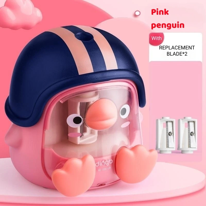 Electronic Pencil Sharpener Cute Pinguin for Student Children Battery AA Back to School Essentials School Supplies Stationery