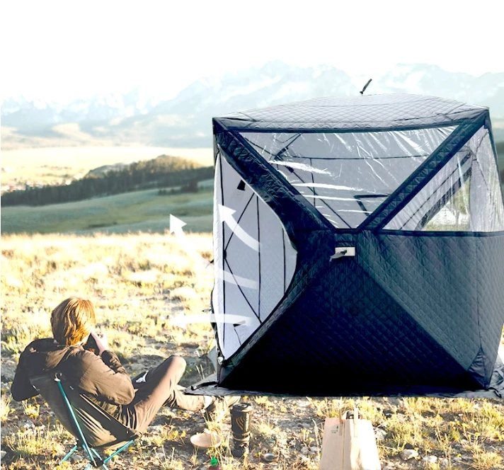 Factory Large Outdoor Tent Winter Ice Fishing Tent 3 Layers Portable Sauna Tent for 3-4 People
