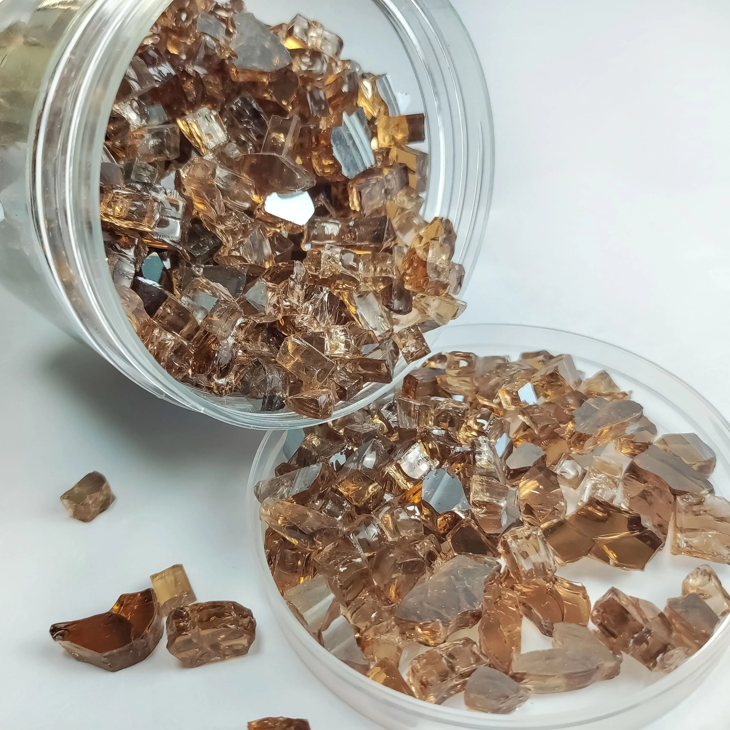 Solid Blue Mixed Colored Broken Blue Blend Pit Fire Glass Rocks For Garden And Firepit Decoration