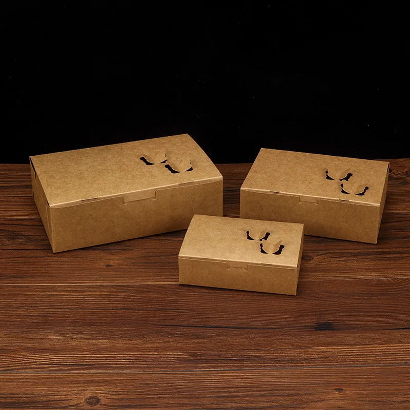 Square base food grade kraft paper salad box pizza pasta fried chicken bread takeaway package