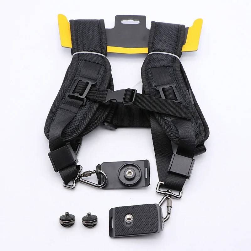 Custom Adjustable Quick Release Dual Shoulder Harness Neck neoprene Camera Strap black belt strap for 2 cameras