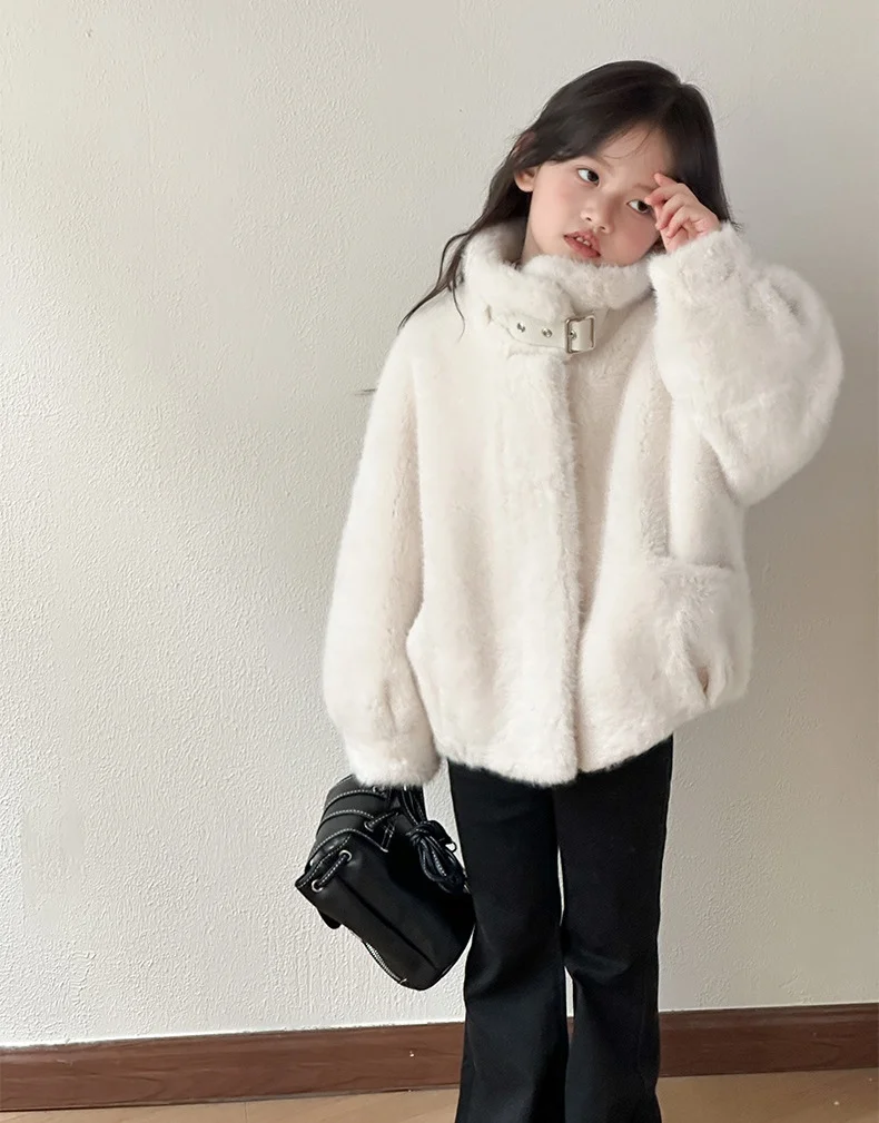 New Arrival Kids Windproof Winter Fake Mink Fur Coat High Quality Kids Outerwear Coat