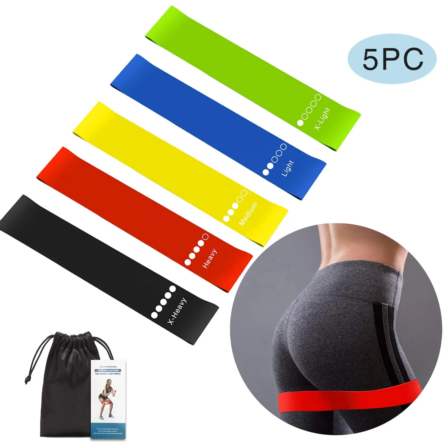 Hip Circle Mini Loop Band Fitness Elastic Band Pilates Training Yoga Elastic Stretch Resistance Bands set