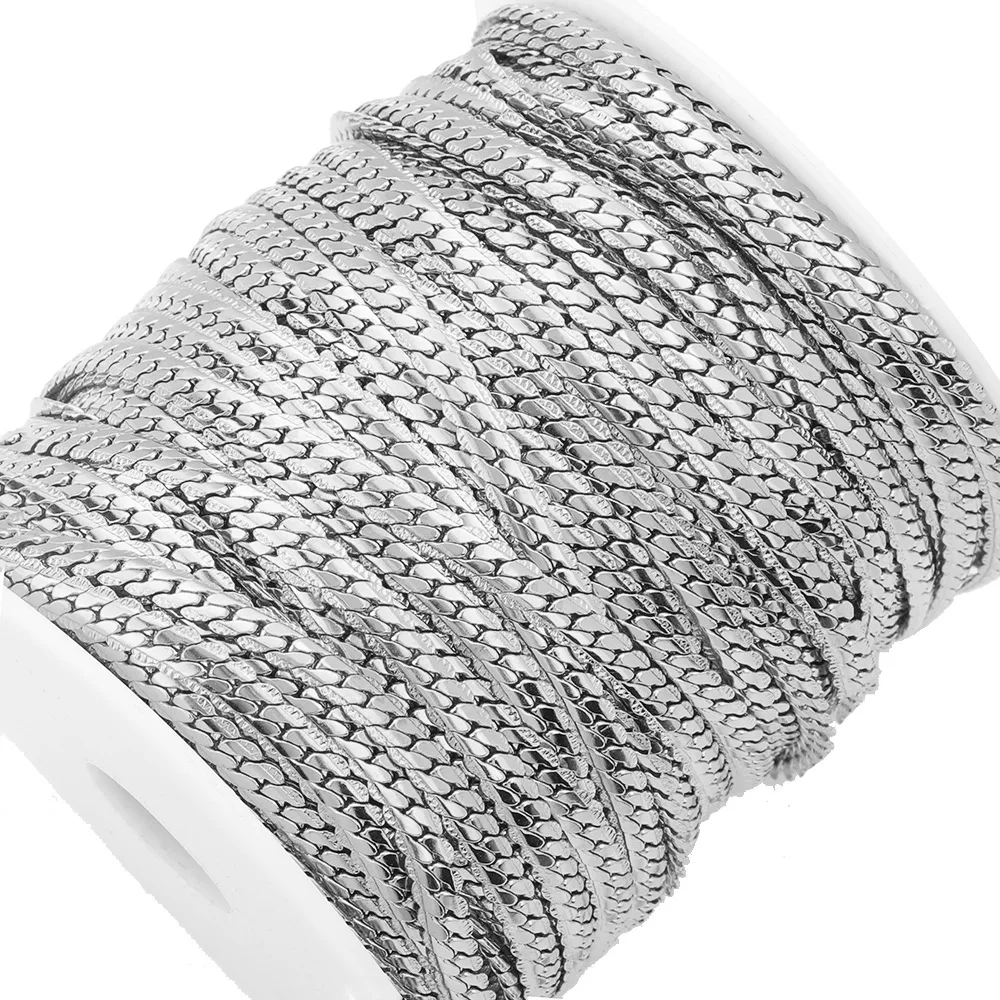 2024 most popular jewelry chain 18k Gold Stainless Steel nk Encrypted embossed chain Flat Cuban link chain
