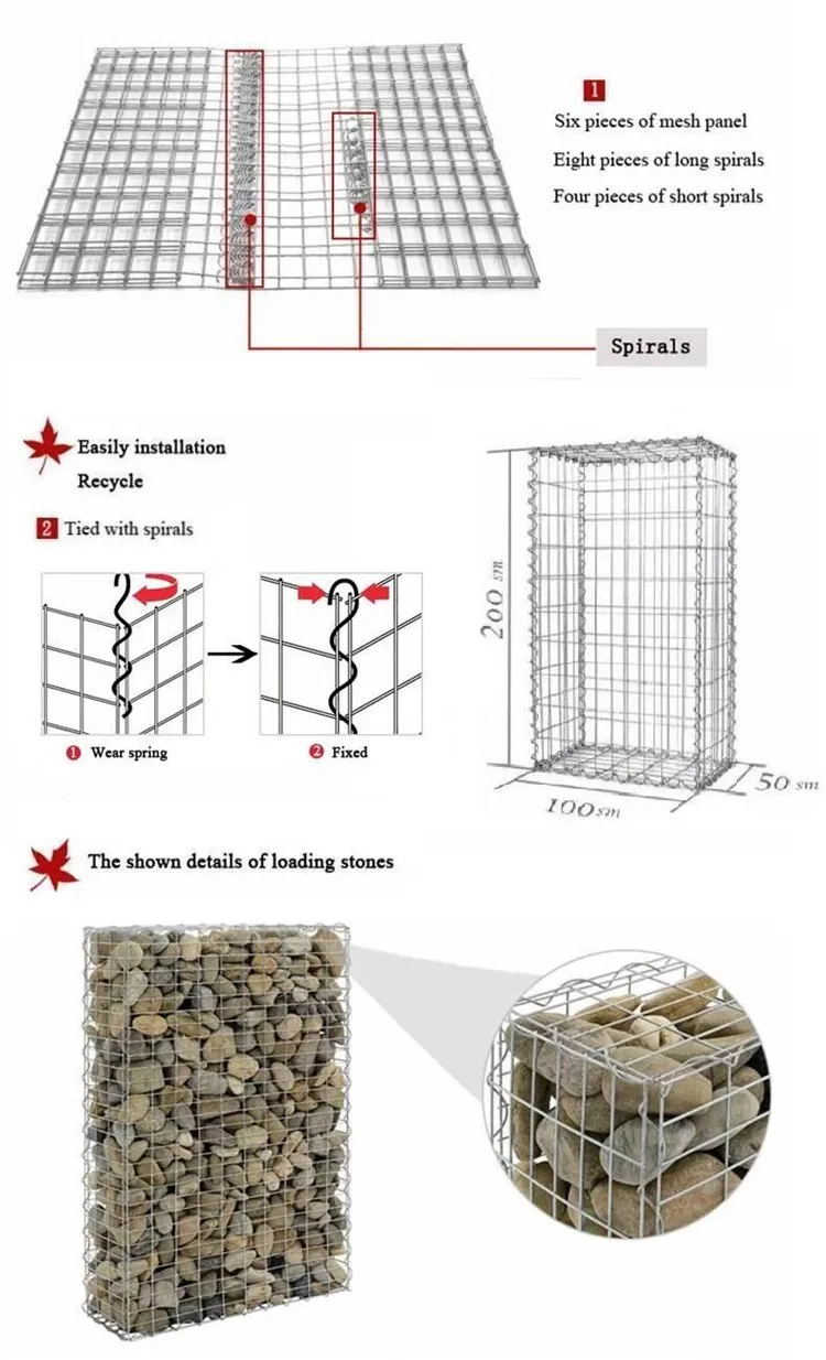 Anti-Oxidation Welded Galvanized Steel Gabion Box Basket Stone Fill Welded