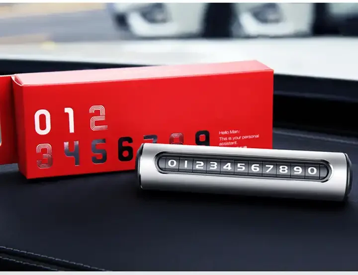 Car accessories high quality aluminum Adhesive Waterproof Temporary Car Parking Card Auto Interior Number plate