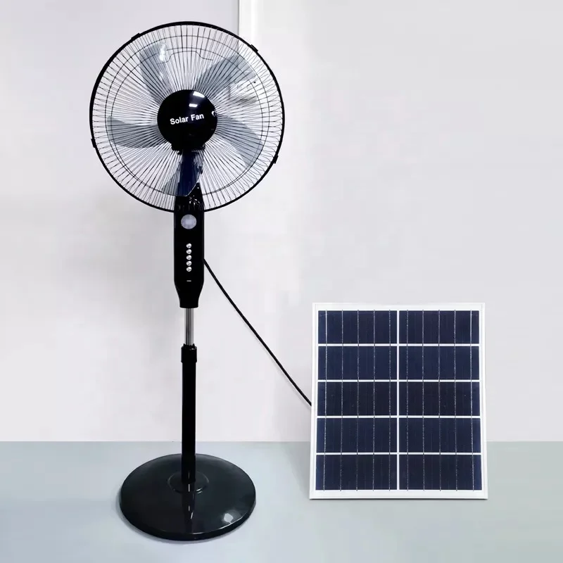 Dc Solar Battery Power Fan Solar Rechargeable Fan 16 Inch For Home