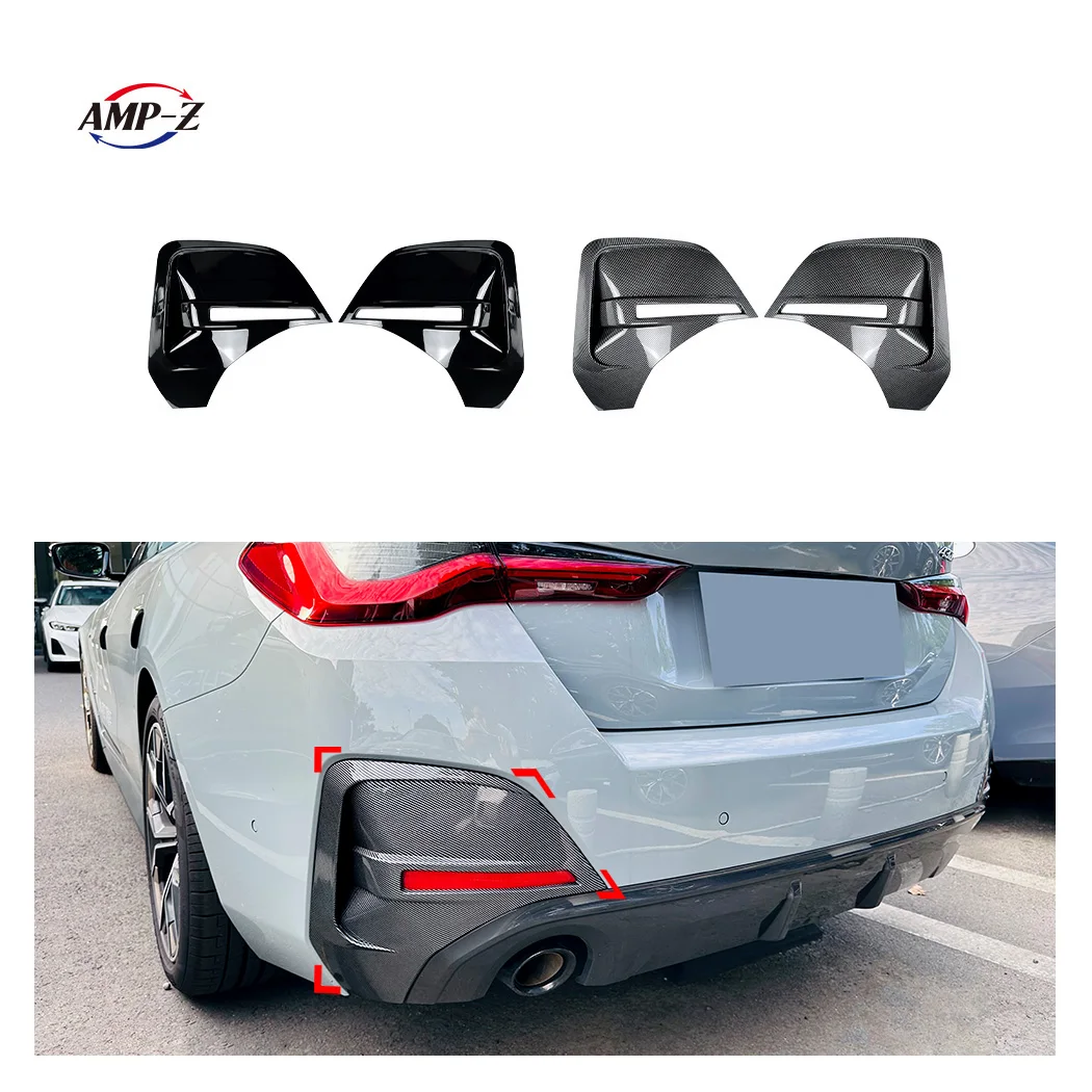 AMP-Z G26 Gloss Black Plastic Material Rear Bumper Splitter Side Vent Cover For BMW 4 Series i4 G26 M Sport 2020+ Auto Body Kits