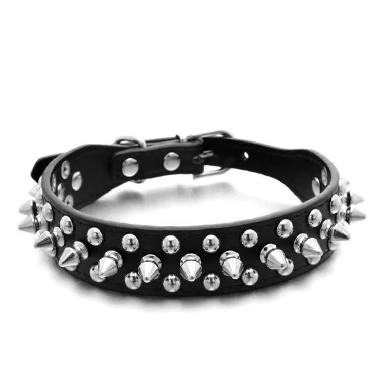 Mushrooms Spiked Rivet Studded PU Collar for Dogs Adjustable Anti-bite Pet Collar with Mushrooms Spiked Rivet