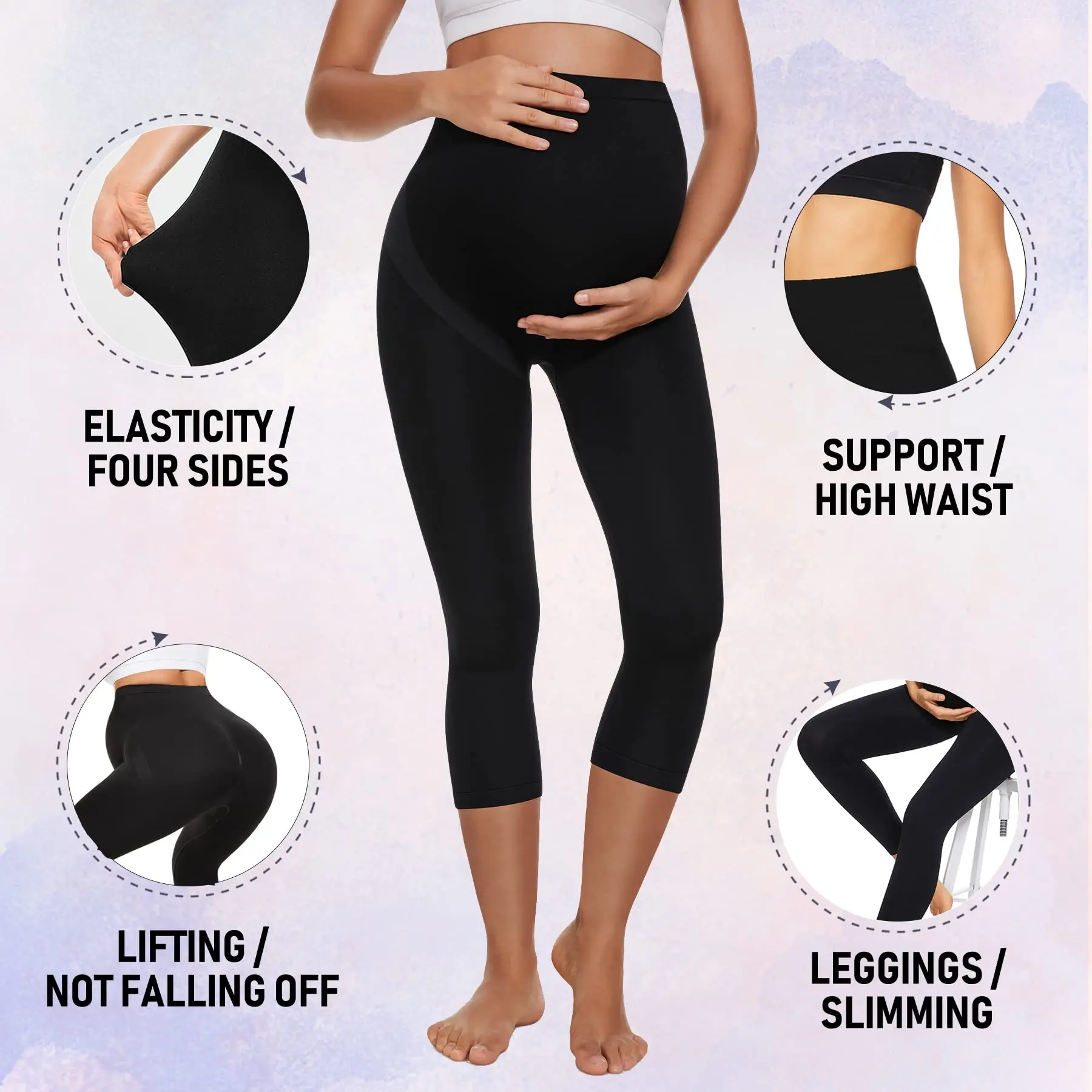 Wholesale Logo Custom Maternity Comfort Sports Yoga Seamless Pregnancy Long Pants Leggings Trousers