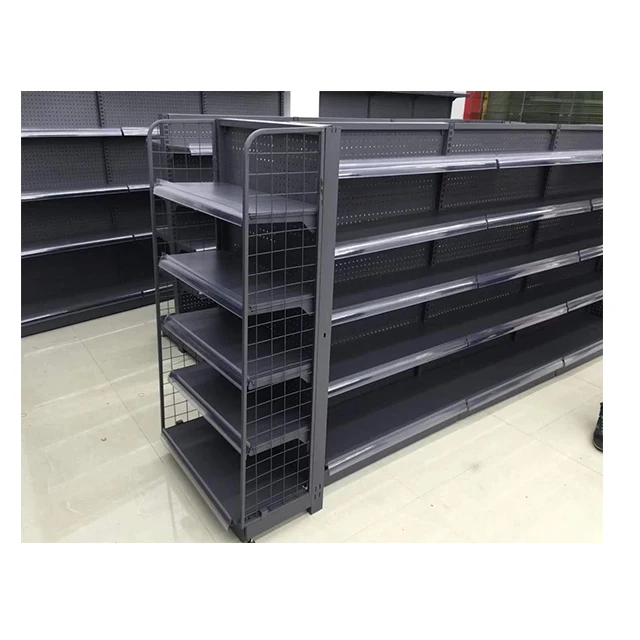 Оптовая продажа, пользовательские полки для гондолы, супермаркетов, стеллажи серого цвета, Розничные производители для витрин магазинов