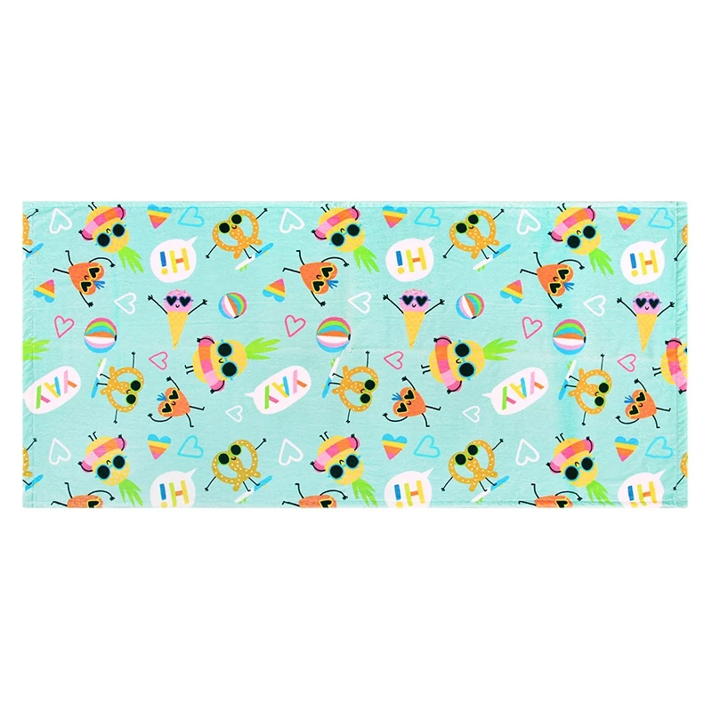 wholesale 100% cotton small MOQ soft feel high quality promotional souvenir custom digital printing cotton velour beach towel