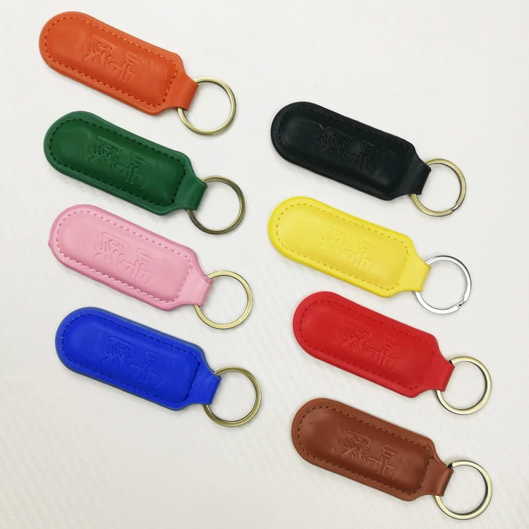 SAHE leather keychain light own logo on both side colors for choosing popular key chain