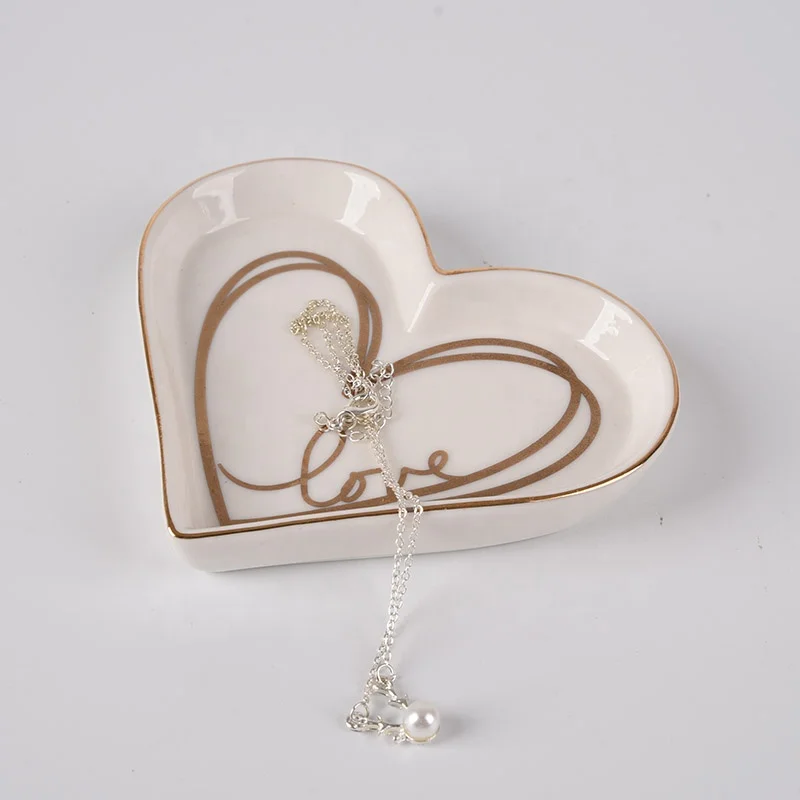 Exquisite Ceramic Heart-Shaped Ring Dish Holder for Jewelry and Trinkets - Ideal for Home Decor, Weddings, and Birthdays