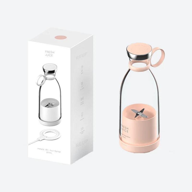 Portable Juicer Cup Personal Blender USB Rechargeable Fruit Juicer Blender Smoothies Shakes Mini Travel Plastic Bottle